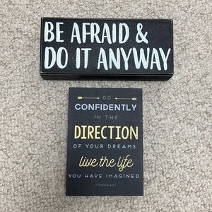 NWT Set of 2 Motivational Inspirational Quote Room Decor Wooden Accent Blocks
